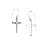 14K White Gold Shiny Cross Drop Earrings fine designer jewelry for men and women